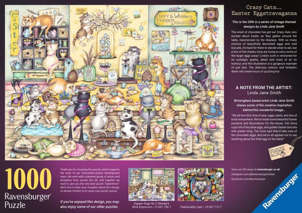 crazy-cats-vintage-no-20-easter-eggstravaganza-ravensburger-1000-piece-jigsaw-puzzle-mind-games-southport-2